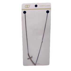 Fashion Leader Unisex Cross Pendant Necklace Copper & Black Adjustable Chain